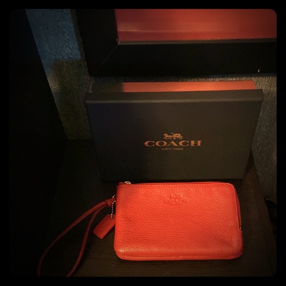 Coach Handbags - COACH RED DOUBLE ZIPPER WRISTLET